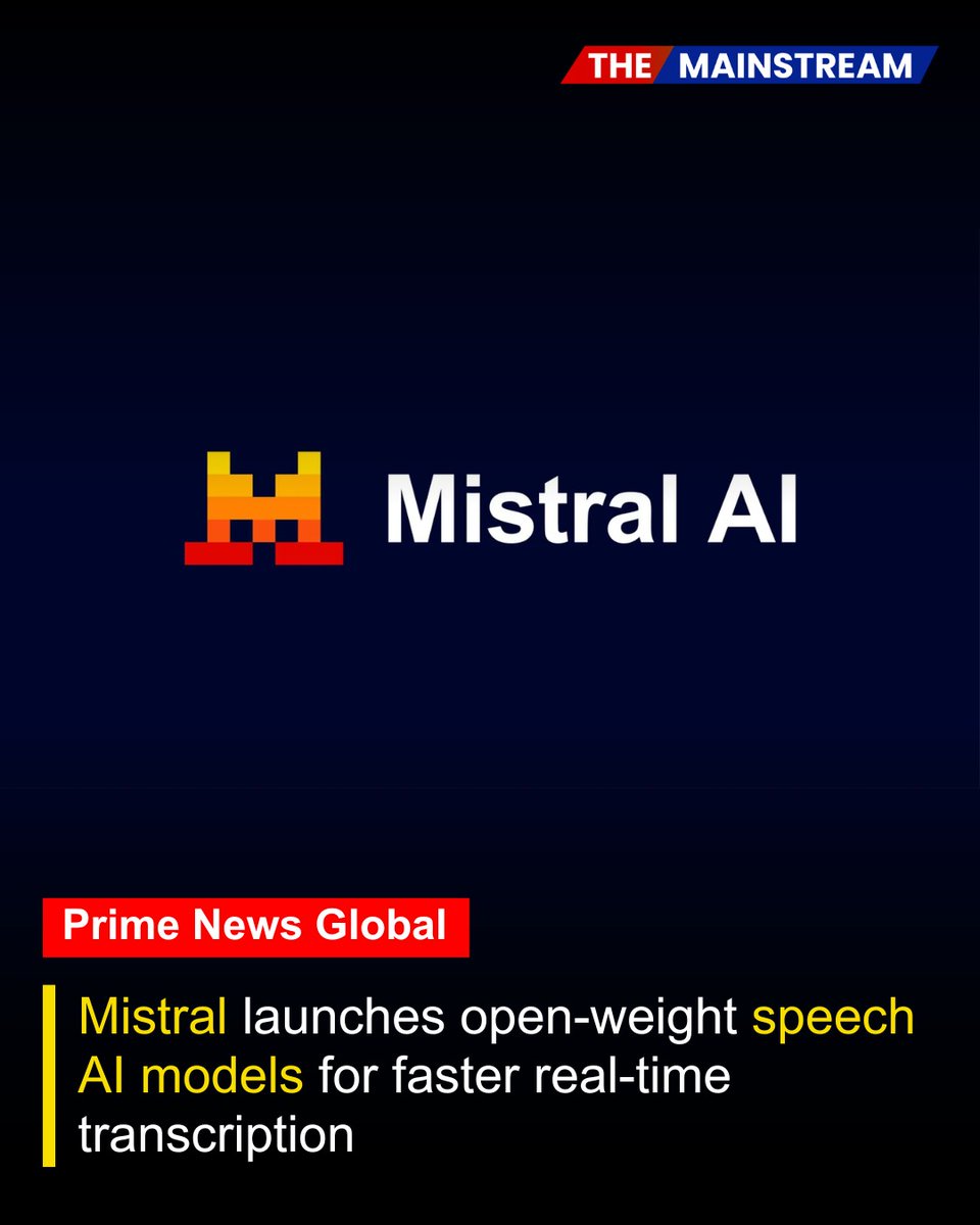 TheMainstream7's tweet image. Expanding its presence in the voice AI segment, French startup Mistral AI has introduced a new family of open-weight speech models focused on speed, efficiency and accessibility.
.
.
Click here to read the full story:
lnkd.in/dRGS6tVp

#TheMainstream #OpenSourceAI