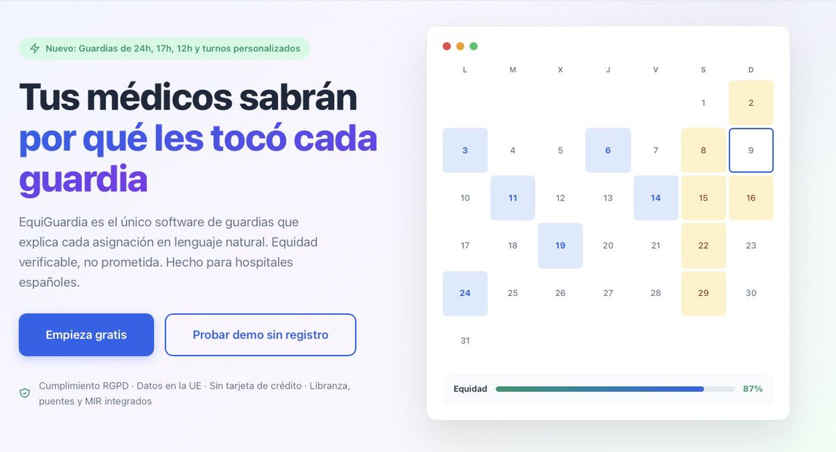 EquiguardiaES's tweet photo. Hoja de Excel con colores.
Grupo de WhatsApp con quejas.
Dos tardes perdidas cada mes.
Existe una alternativa.
Y es gratis para empezar.
👉 https://t.co/OeMe1XFREC
#MIR #Guardias #JefeDeServicio
#MedicinaHospitalaria #SaludDigital
#HospitalesEspaña #eSalud #Residentes https://t.co/9E6Lvc05DD