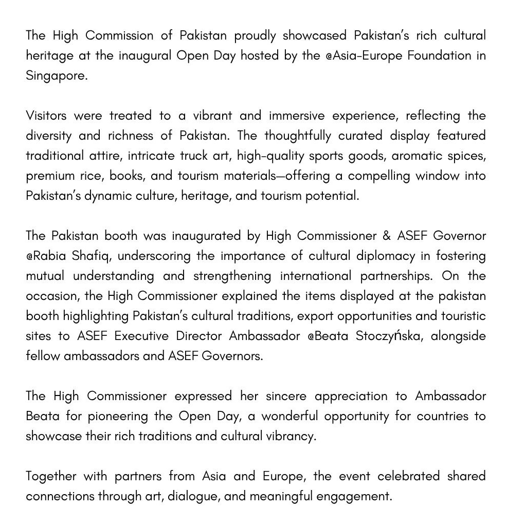 Pakistan High Commission Singapore tweet media