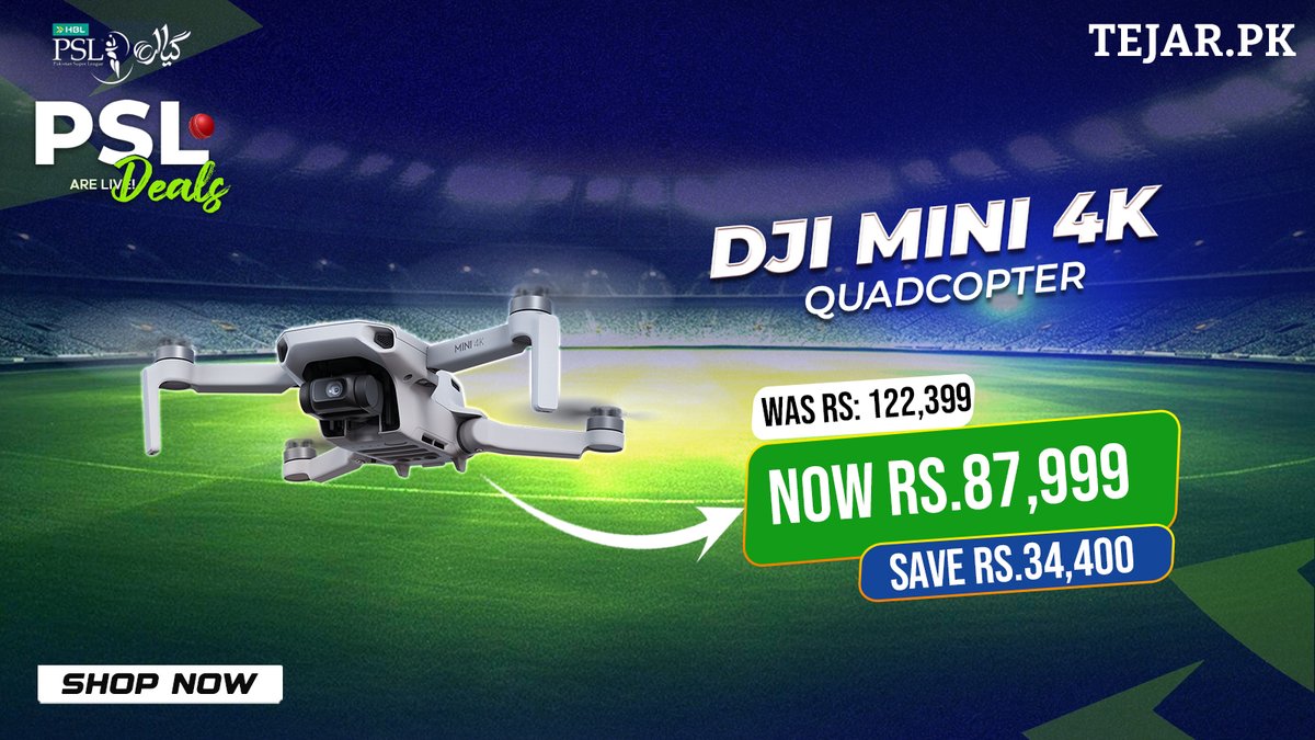 TejarPK's tweet image. 🚁🏏 Capture the action from the sky this PSL season! Get the DJI Mini 4K Quadcopter on Tejar with a special PSL discount – lightweight, powerful, and perfect for stunning aerial shots.

#Tejar #PSLDeals #SpecialDiscount #DJIMini4K #DroneCamera #AerialShots #PSL2026