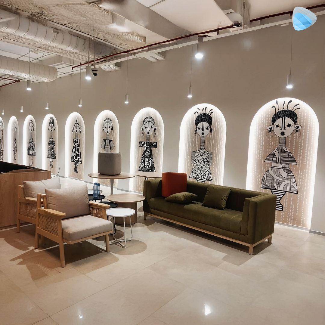 BluePebbleDS's tweet image. In a space designed for collaboration, we added a layer of depth — literally. Our 3D graphic installation brings dimension, movement, and identity to the everyday work environment.
#CoWorks #WorkplaceDesign #SpatialDesign #WorkspaceDesign #CommercialInteriors  #BluePebble