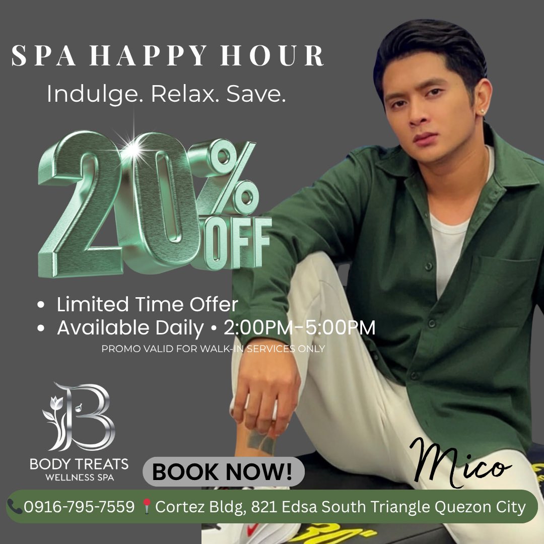 bodytreatsQC's tweet photo. Happy Hour just got better ✨
Enjoy 20% OFF on your massage from 2PM–5PM—walk in and relax, no reservations needed.

#HappyHourDeals #RelaxAndSave #BodyTreats https://t.co/sMDqBQWBpt