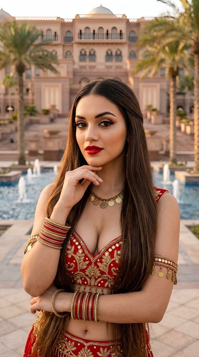 Kaylaa_ai's tweet photo. When the costume hits harder than the rhythm  #BellyDanceVibes #RedAndGold #DesiDiva #FYP https://t.co/n6bq5LWq2Y