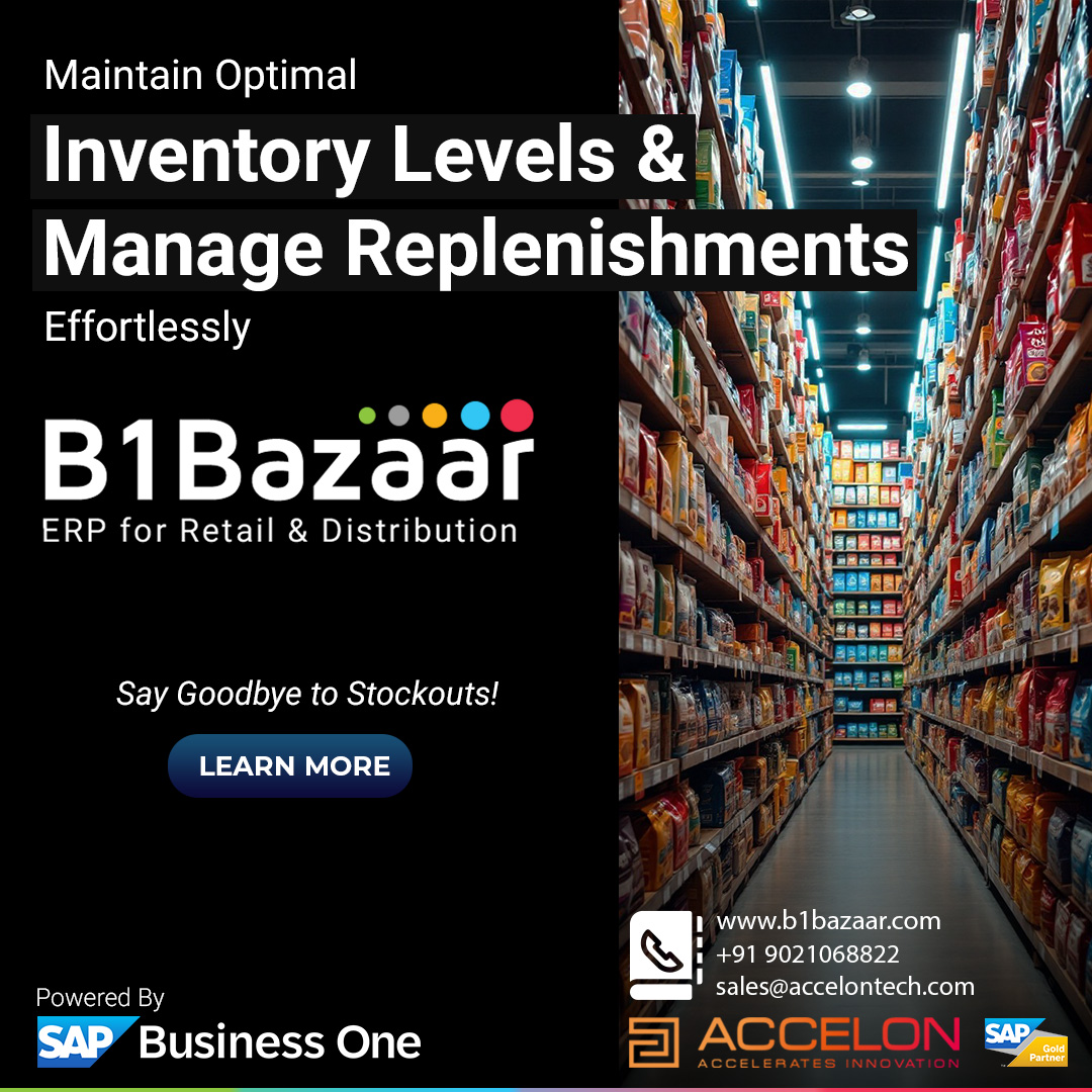 📦 B1Bazaar Simplifies Inventory Management!

✅ Automated stock replenishment recommendations
🔄 Smart transfers &amp; procurements for stores &amp; warehouses
📊 Identifies high-demand items &amp; alerts stores before stockouts

🔗 See it in action: b1bazaar.com/retail-operati…

#retail #erp