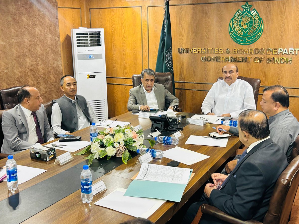 MIsmailRahoo's tweet photo. Karachi: Meeting with all Chairmen of the Educational Boards of Sindh to discuss preparations for the upcoming Annual Examinations 2026 across the province.

A detailed review was conducted regarding security arrangements at examination centers, availability of furniture, provision of drinking water, measures to prevent cheating, and other facilities, including electricity and related issues.

A significant step toward curbing academic malpractice, it was decided to introduce a modern watermarking  system to prevent leakage of question papers.

Approximately 1,353,258 students from Grades IX to XII will participate in the examinations. Exams for Grades IX and X will commence on April 7, 2026, while exams for Grades XI and XII will begin on April 25, 2026. For this purpose, more than 1,600 examination centers have been established across Sindh.

A provincial complaint cell will be set up in the office of the Secretary, Universities and Boards Department, to monitor examination centers and vigilance teams.

All examinations will be conducted under an e-marking system in BISE Sukkur and Shaheed Benazirabad. 

However, BISE Larkana will initially conduct 8 papers from Grades IX to XII under e-marking.

Additionally, all papers of Grade-IXth and only two papers of Grade-Xth will be conducted through e-marking by Board of Secondary Education Karachi. 

All issues related to drinking water, furniture, and other facilities at examination centers must be resolved immediately.

HESCO, K-Electric and SEPCO will be requested to exempt load shedding in all examination centres during paper hours.

Mobile phones will be strictly prohibited at all examination centers, and Section 144 will be enforced at these locations.