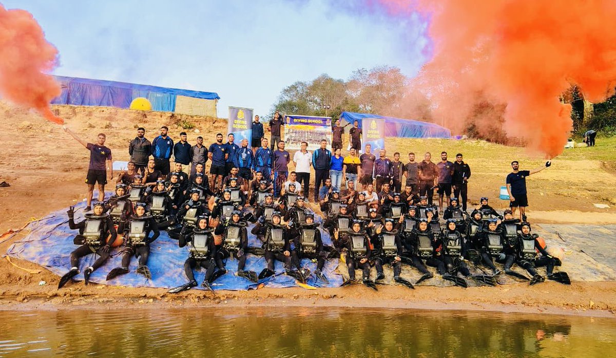 IN_DivingSchool's tweet image. Combat-ready divers forged in the hills! 🔥

The High Altitude Diving Training Camp successfully concluded at Mattupetty Reservoir, Munnar, on 28 March 2026.

A total of 63 battle-ready trainees, including warriors from friendly foreign nations 🇲🇲 🇲🇺 🇸🇨, have emerged as masters
