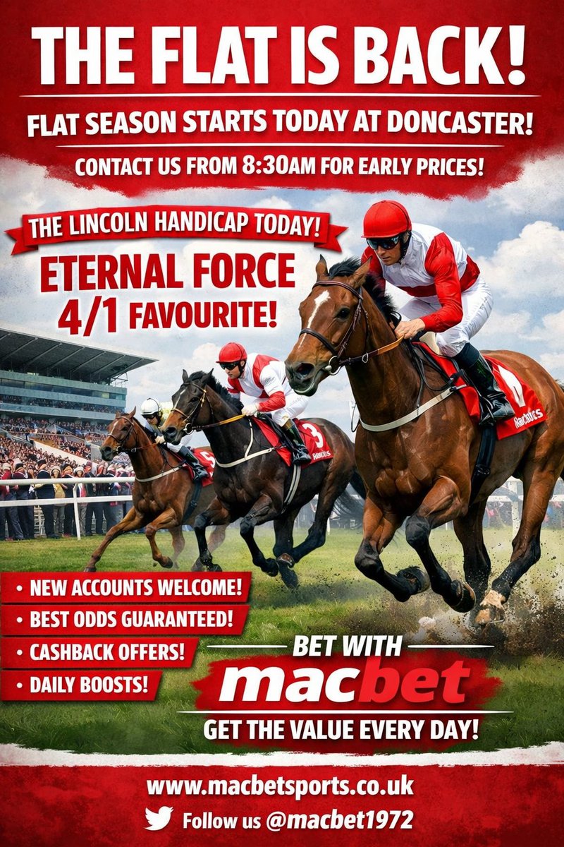 Macbet1972's tweet photo. 🏇The flat season is back!

⭐️Daily prices: https://t.co/JQkZnZEiYD
⭐️Daily Specials: https://t.co/1pQypGM0WF
⭐️Open an account with Macbet: https://t.co/7YwNvsLk80
⭐️Macbet info site: https://t.co/mkVqLnxbsK https://t.co/FUVUtZxcLP
