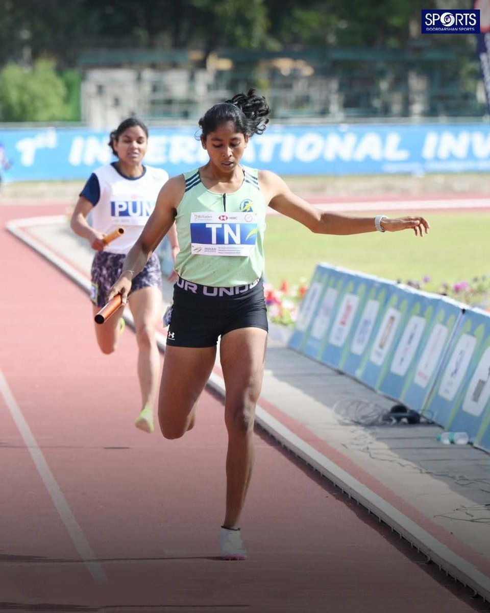 ddsportschannel's tweet photo. Tamil Nadu turns up the heat! π₯
A brilliant 3:30.88 on the clock to seal victory in the U20 4x400m Mixed Relay.
#RelayRace #MixedRelay #AthleticsIndia #TrackAndField #U20Athletics #IndianAthletics #RaceDay #RelayAction #SportsIndia
@Media_SAI @afiindia @IndiaSports https://t.co/Uj6qCpnHmh