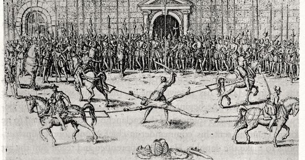BBeyern's tweet photo. Ce #28mars marque le 269è anniversaire du supplice de Damiens, place de Grève.
Main droite brûlée, tenaillé puis couvert de plomb fondu, d'huile bouillante, de poix brûlante, de cire et soufre fondus, démembré à quatre chevaux, enfin réduit en cendres.
"La journée sera rude." https://t.co/QN5XxsQQtS
