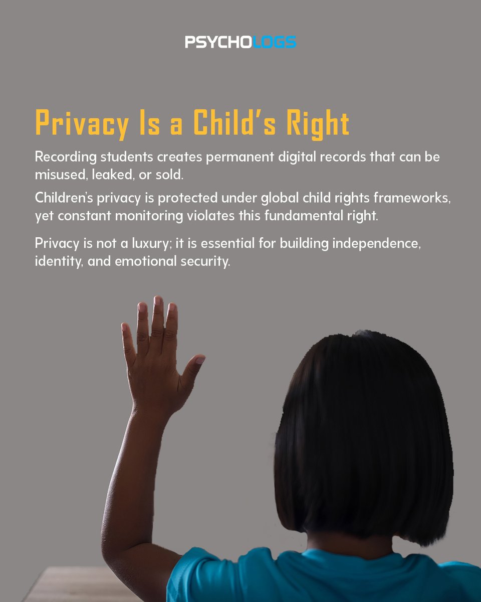 PsychologsIndia's tweet photo. Are classrooms becoming spaces of learning, or spaces of surveillance?
Recording children in schools may promise safety, but it comes at a hidden cost: loss of privacy, reduced confidence, and restricted learning.

https://t.co/2ZZECr5V4I

#ClassroomSurveillance #StudentPrivacy https://t.co/4XpcRLnt7p