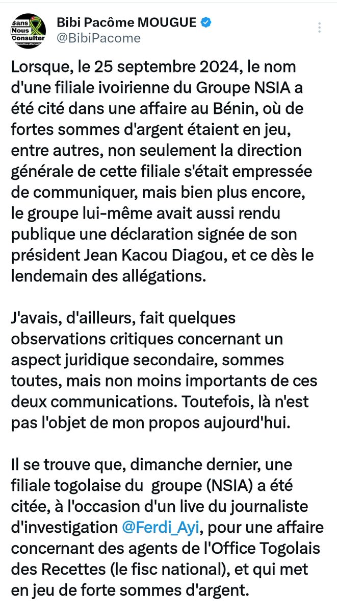 D_Gamedo's tweet photo. En voulant jouer au #prescripteur sur des questions qui parfois Ă©chappent Ă ta #comprĂ©hension parfois limitĂ©e, @BibiPacome finit trop souvent par souscrire au bricolage #intellectuel. Et câest encore le cas !
Dans le cas du #BĂ©nin, câest le Procureur SpĂ©cial de la #Criet Ă la suite de prĂ©tendus aveux qui en avait parlĂ©. Et la #prĂ©cision du groupe @NsiaCi a dâailleurs rĂ©vĂ©lĂ© les lâhonnĂȘtetĂ© manquĂ©e du magistrat bĂ©ninois. Mais pourquoi dans le cas du #Togo, voudrais-tu que lâ#Ătat se prononce Ă partir des #allĂ©gations dont la mĂ©thode mĂȘle parfois lâintox Ă la #dĂ©nonciation ?
LâĂtat en #philosophie politique, nâest pas une agence de communication. Mais plutĂŽt le monopole de la #parole judiciairement qualifiĂ©e. Et prĂ©tendre quâil devrait communiquer avec la mĂȘme cĂ©lĂ©ritĂ© quâau #BĂ©nin, câest ignorer consciemment que les contextes #judiciaires, mĂ©diatiques et #institutionnels diffĂšrent radicalement. Câest de la #paresse comparative.
Il faut cesser de rĂ©duire notre pays Ă un miroir #grossier. Peut-ĂȘtre que câest notre propre limite intellectuelle que nous tendons ainsi.