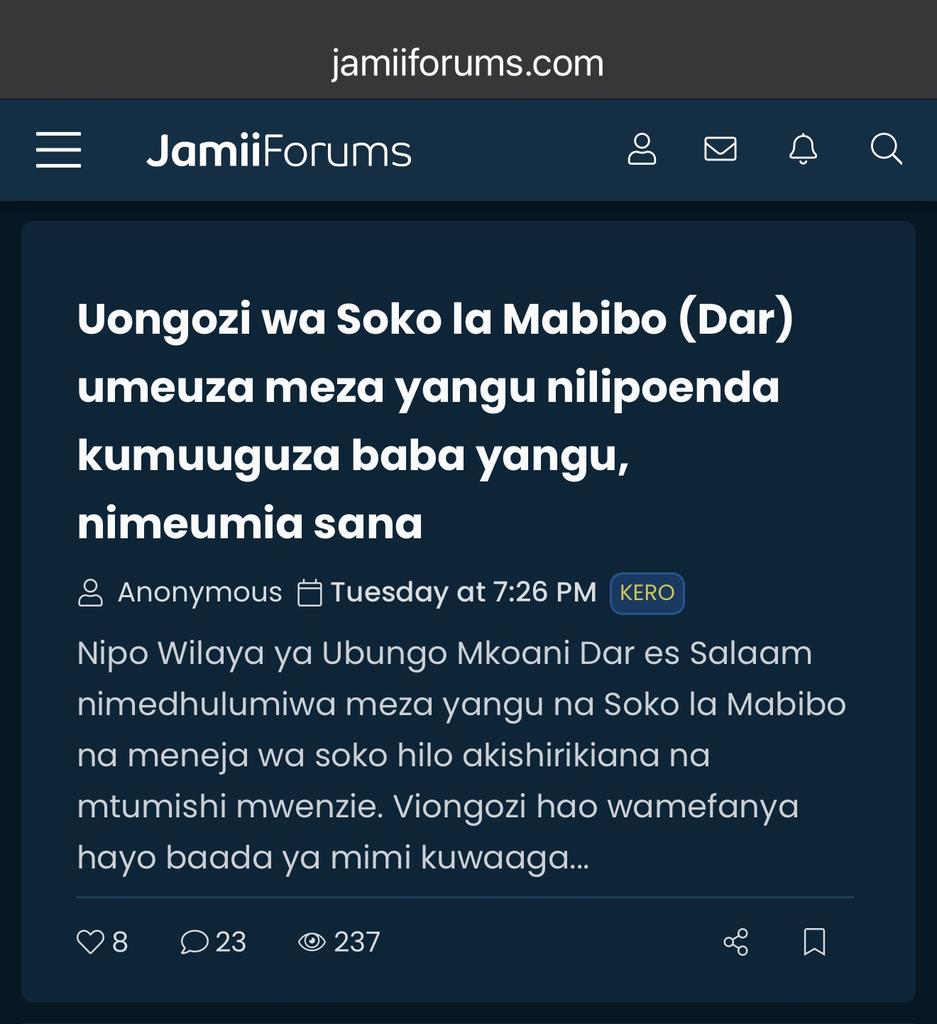 JamiiForums's tweet photo. Machi 28, 2026: Moja ya Kero iliyowasilishwa na Mdau kupitia FichuaUovu ndani ya https://t.co/OgiXhqmXJu📌📌

Zaidi tembelea https://t.co/hINkW7TBql

#JamiiForums #Uwajibikaji #JFMdau2026 #UtawalaBora https://t.co/TRsEQAuLRG
