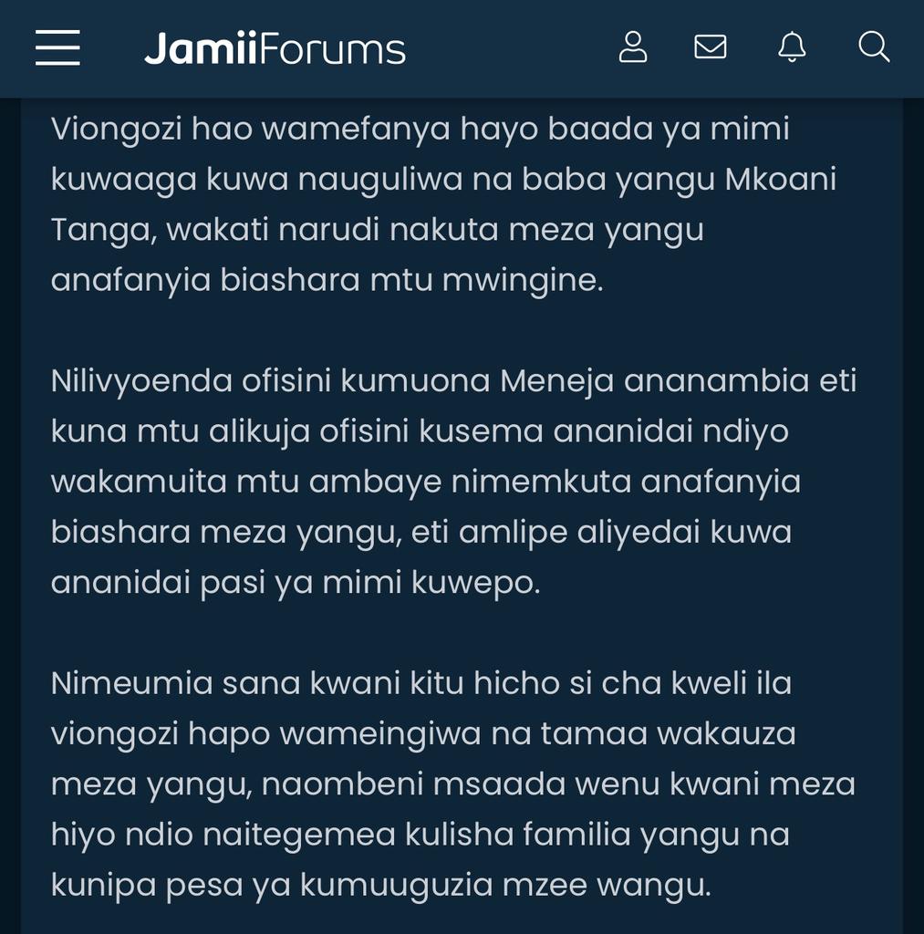 JamiiForums's tweet photo. Machi 28, 2026: Moja ya Kero iliyowasilishwa na Mdau kupitia FichuaUovu ndani ya https://t.co/OgiXhqmXJu📌📌

Zaidi tembelea https://t.co/hINkW7TBql

#JamiiForums #Uwajibikaji #JFMdau2026 #UtawalaBora https://t.co/TRsEQAuLRG