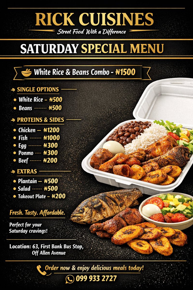 RickUmah's tweet image. Good morning and happy weekend!
Rick Cuisines has you covered with delicious white rice and rich, flavourful stew to make your weekend special.
#healthymeal #healthyliving