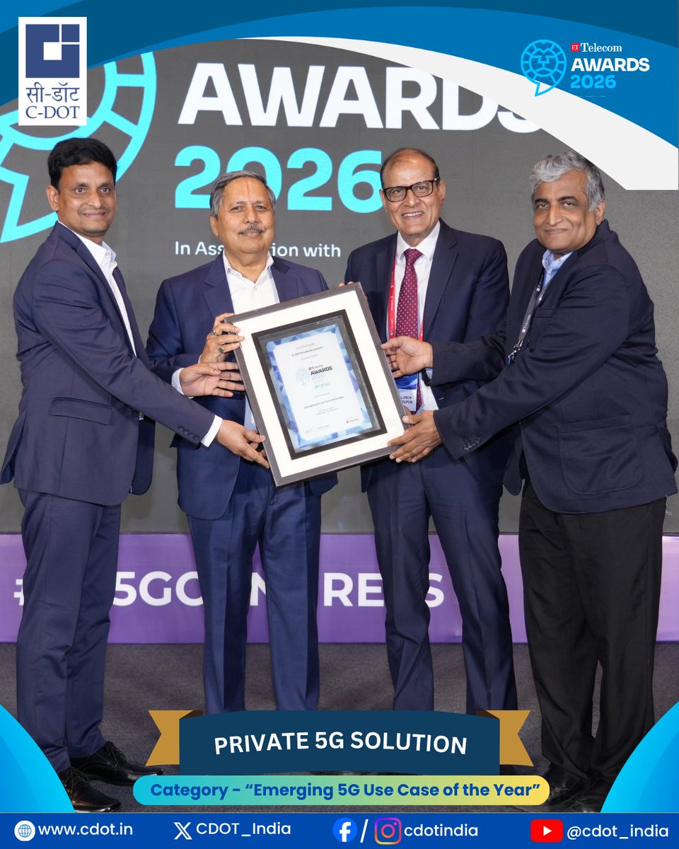 rkupadhyay's tweet image. A #proud moment for us.
This recognition reflects our #commitment to building world-class, #indigenous telecom #solutions.

#Appreciate the team for pushing the boundaries of #innovation and making this possible.

@PMOIndia @PIB_India @pib_comm @DoT_India @JM_Scindia