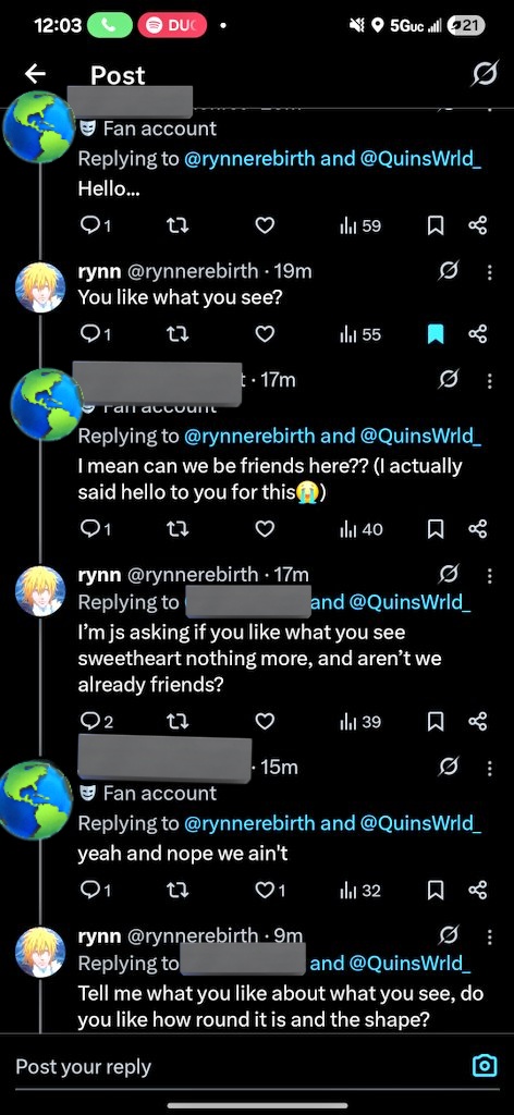 toriencen's tweet photo. @otaku_the_ky @c571715 If she was "hacked" it was her man who sent the messages. She posted this and then proceeded to dm someone and flirt with them after they replied to this. And you can't say she or her man didn't know she was hacked cause he was in the replies bragging about her ass https://t.co/O53nhDy46A