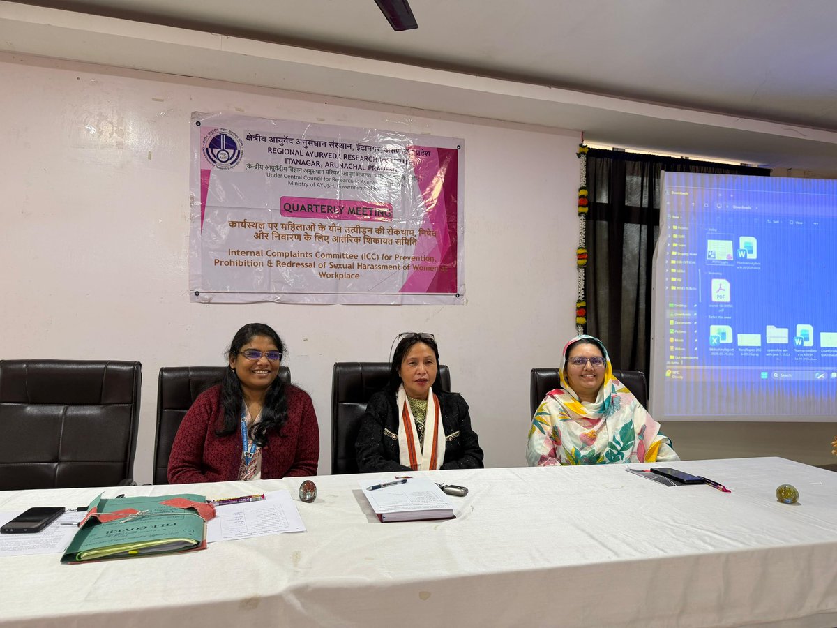 kani_nada's tweet photo. Invited to speak on the Sexual Harassment of Women at Workplace (Prevention, Prohibition and Redressal) Act, 2013 for employees during the quarterly meeting of the Internal Complaints Committee at the Regional Ayurveda Research Institute, Itanagar today. https://t.co/ovefQQB8Ev