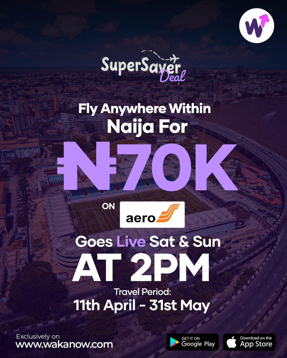Wakanowdotcom's tweet image. ₦70,000 standing between you and your next adventure.

Grab it now! 

Book on wakanow.com or download the app. 

Let's Go! 

#Wakanow #SuperSaverDeal #FlyNaija #Affordable #Travel