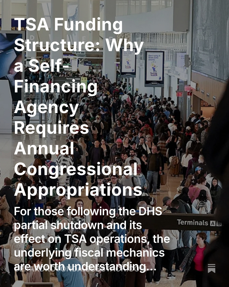 You pay $11.20/flight to fund TSA.  
TSA doesn't get that money.  

Here's the Problem 🧵  
1/ Airlines collect your security fee. It goes to the U.S. Treasury — not TSA. TSA then has to ask Congress to get it back through annual appropriations.  
2/ Of the $4.6B collected in