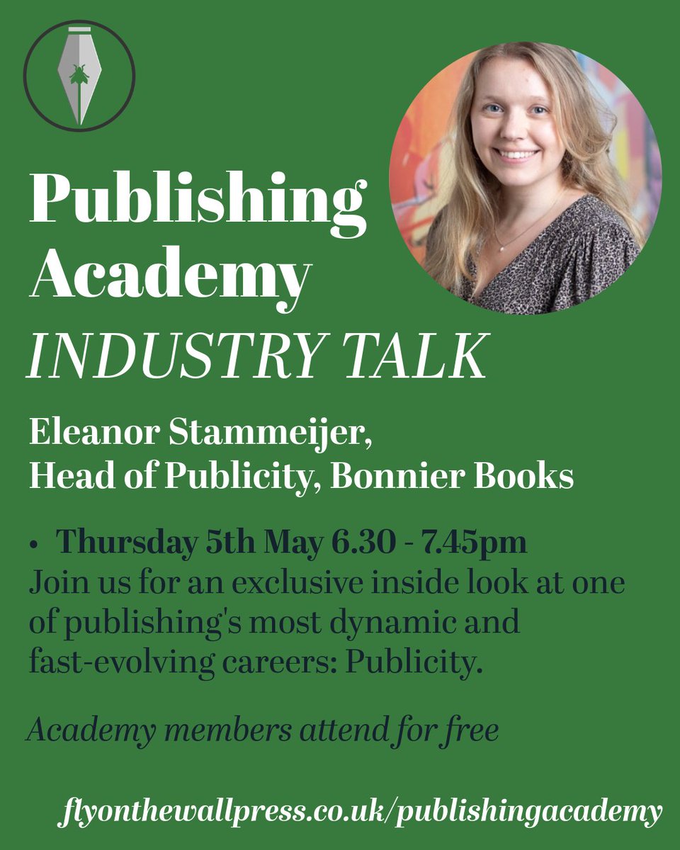 fly_press's tweet image. Tickets are available for our publicity talk with Eleanor Stammeijer, as part of the Publishing Academy!

📍 Online
📅 5th May, 6.30pm - 7.45pm
🎟️ £14.99 (free for academy members!)

Book now at fly-on-the-wall-press.eventcube.io

#getintopublishing #publicity