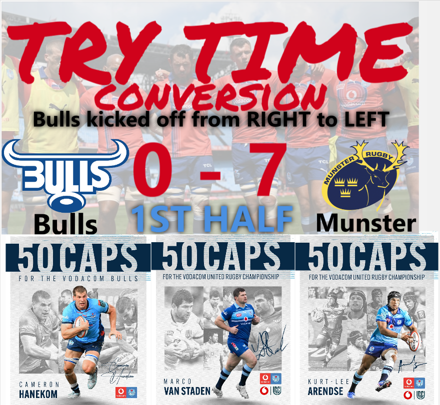 cbdoilRSA's tweet image. Vodacom #URC | Vodacom United Rugby Championship - URC 

Vodacom Bulls
Match Details : 
Date: Saturday, 28 March 2026
Opponent: Munster
Venue: Loftus Versfeld Stadium, Pretoria
Competition: United Rugby Championship 

Bull kicked off from right to left 

#trytime and #conversion