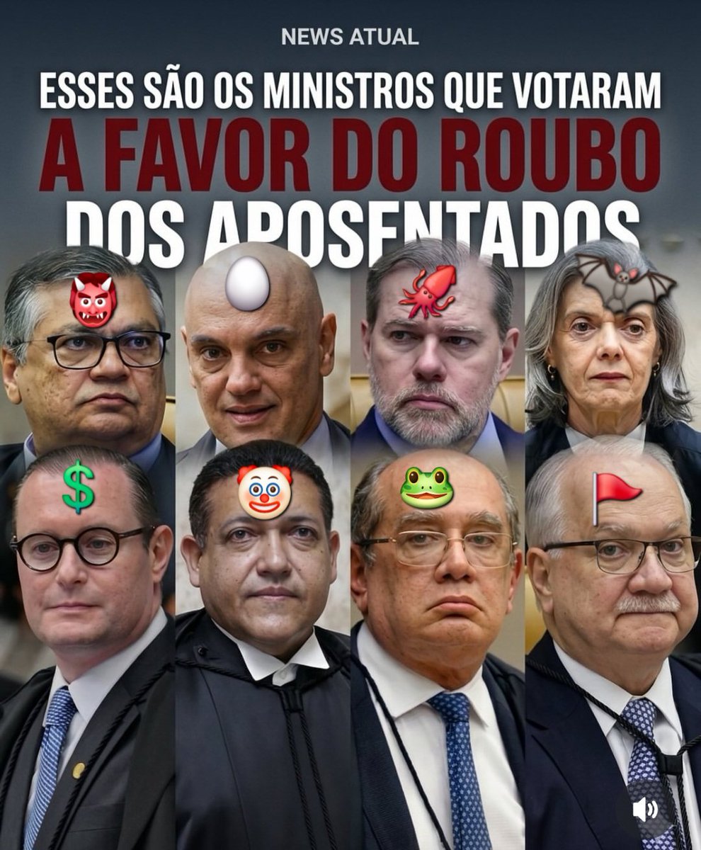 8 Ministros que deveriam sofrer impeachment,  se o Senado não fosse composto de Bananas 🍌.