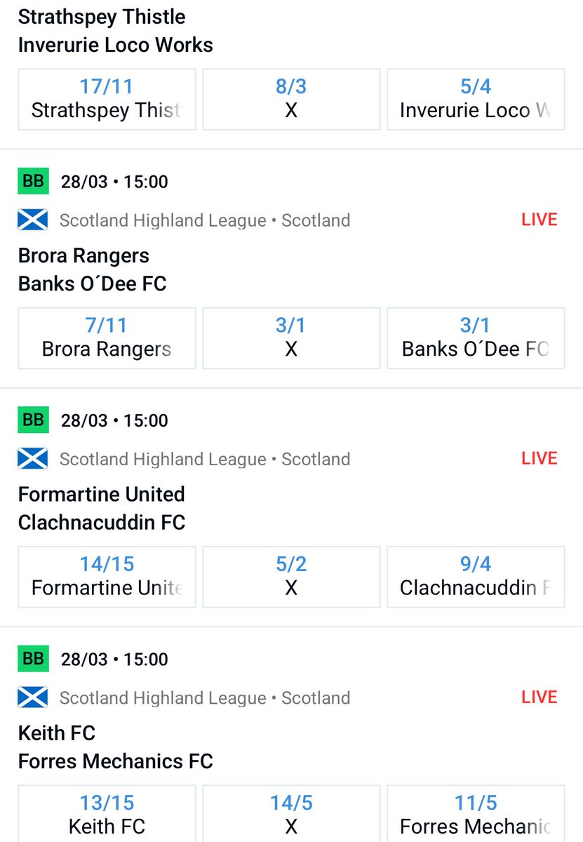 SHFLdiary's tweet photo. The month of March concludes for the @breedongroup @LeagueHighland with a card of seven games. Both titles contenders @brorarangers and @BrechinCityFC are in action, as are bottom side @RothesFC. Prices courtesy of @McBookie https://t.co/1NCvUwfgHP