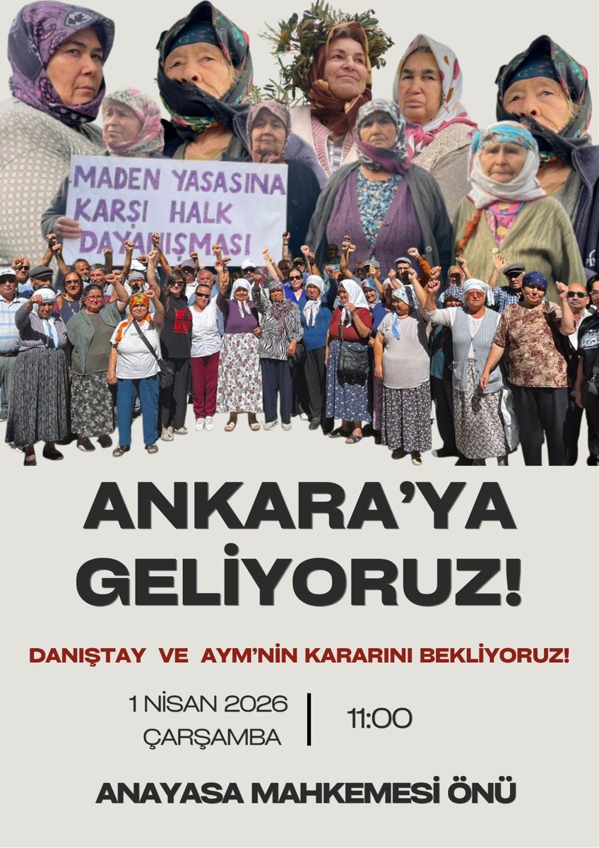 ANKARA’YA GELİYORUZ!

Toprağımıza, emeğimize, yaşamımıza ve bu ülkenin geleceğine sahip çıkıyoruz!

Evlerimiz, köylerimiz yok olmadan; 
Geri dönülmez yıkımı durdurmak için Danıştay ve AYM’den ACİL YÜRÜTMEYİ DURDURMA kararı bekliyoruz!

Geç gelen adalet, adalet değildir!