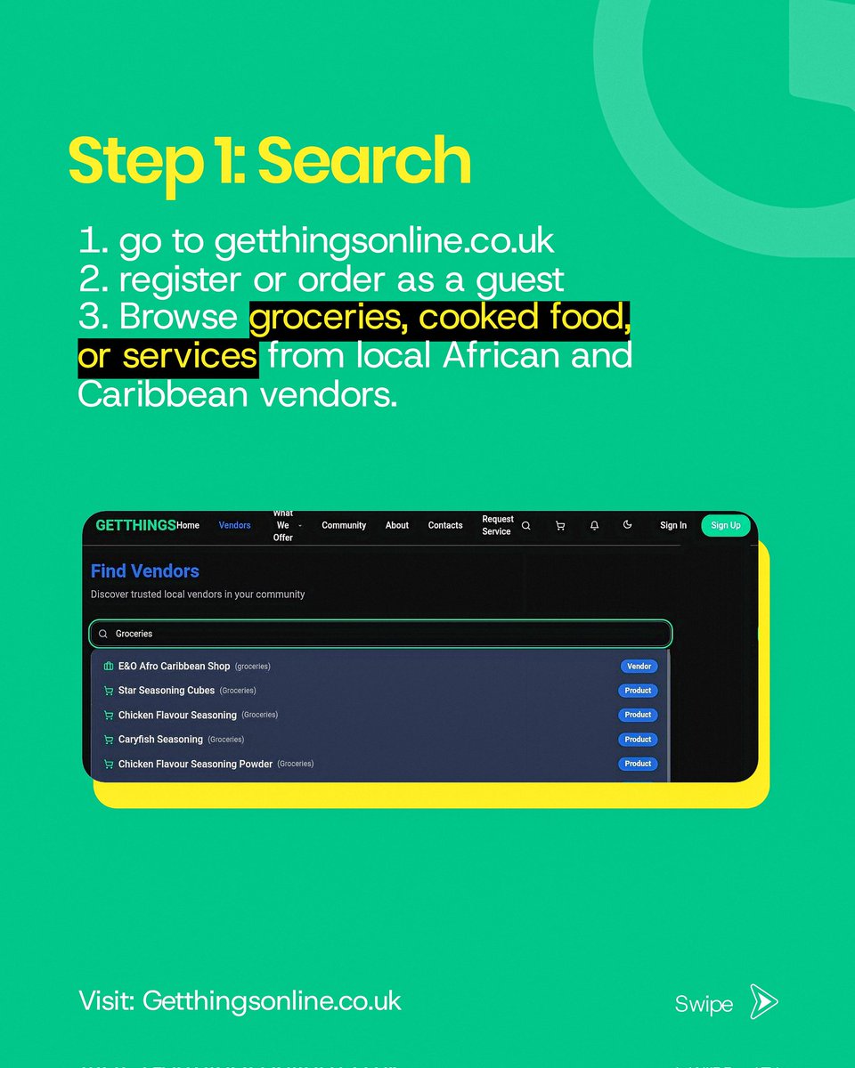 Getthingsonline's tweet image. Are you Tired of searching for african food, groceries or professional services in Scotland?

This post is your sign to relax — Getthings solves it in 4 simple steps → getthingsonline.co.uk

From your people, For your people ❤️

#getthings #africanfooduk #groceries #glasglow