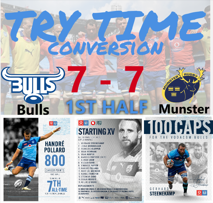 cbdoilRSA's tweet image. Vodacom #URC | Vodacom United Rugby Championship - URC 

Vodacom Bulls
Match Details : 
Date: Saturday, 28 March 2026
Opponent: Munster
Venue: Loftus Versfeld Stadium, Pretoria
Competition: United Rugby Championship 

Bull kicked off from right to left 

#trytime and #conversion