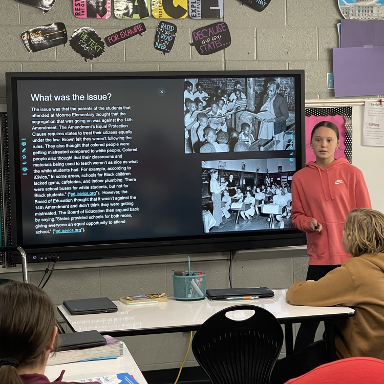 PotomacGrade's tweet photo. 7th graders researched and presented information about landmark Supreme Court cases! 

Sorry I didn't get pictures of all of them 🤦‍♀️ https://t.co/mE4rtKT110