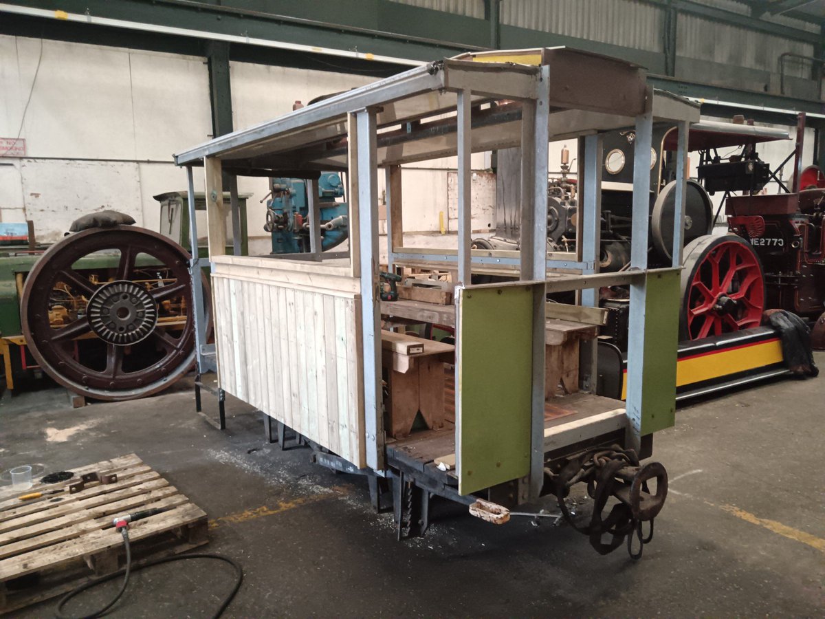 The_GVT's tweet photo. Recently, in Wigan at C.J.S Heritage, one of our volunteers has been working on the body panels on the first of two coaches obtained from Somerset along with the Diesel.  C.J.S Heritage Engineering will be re-gauging and installing air brake equipment to these coaches soon! https://t.co/f2dgj0cwjH