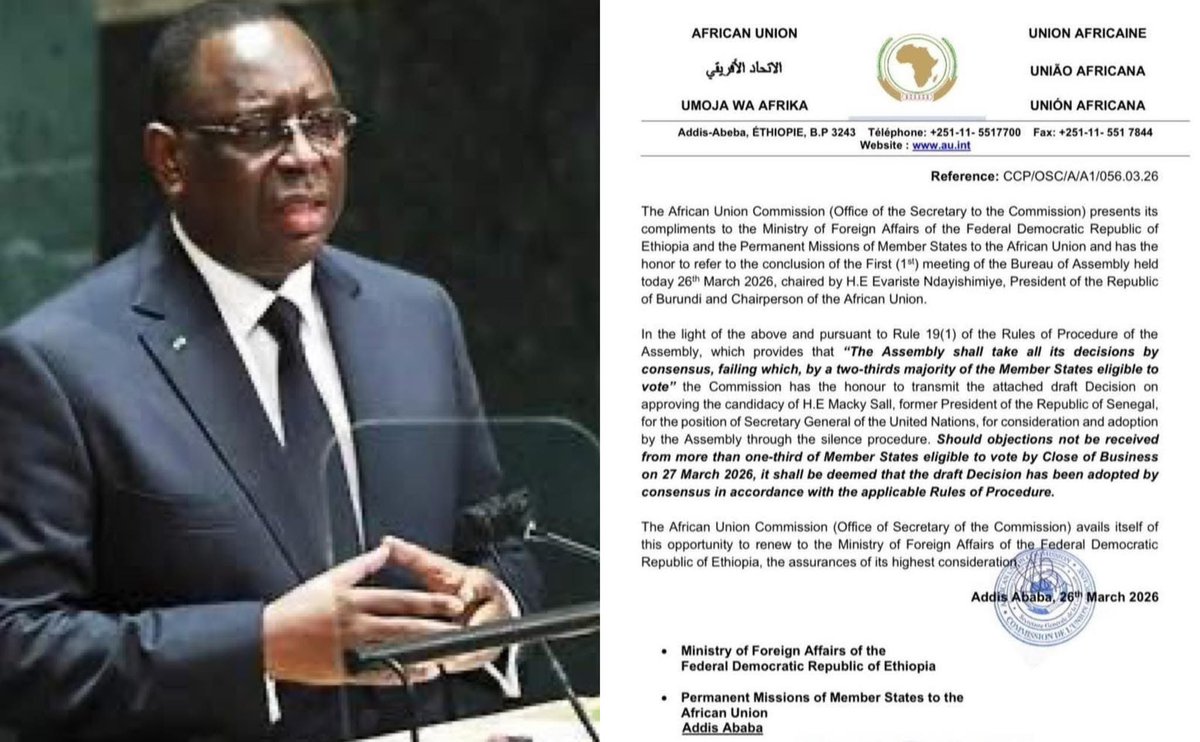 Ibnbarakane's tweet photo. S'il ne peut faire l'unanimité, l'ancien PR @Macky_Sall bénéficie d'un large soutien, en Afrique et en Occidental. Son bilan exceptionnel, aussi bien matériel qu'immatériel, sa stature de visionnaire font de lui le candidat au profil idéal pour l'ONU.
#Sénégal #Diplomatie #RP2D https://t.co/WNofpn14An