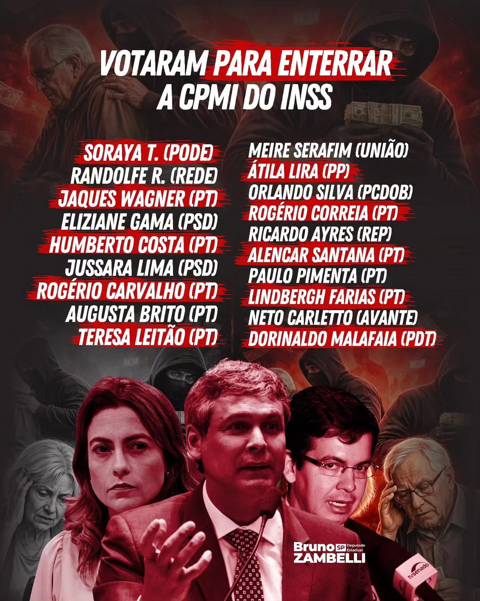 Guardem os nomes para a eleição de outubro de 2026.!

Vamos enterrar esses corruptos juntos com A CPMI do INSS .!!!!