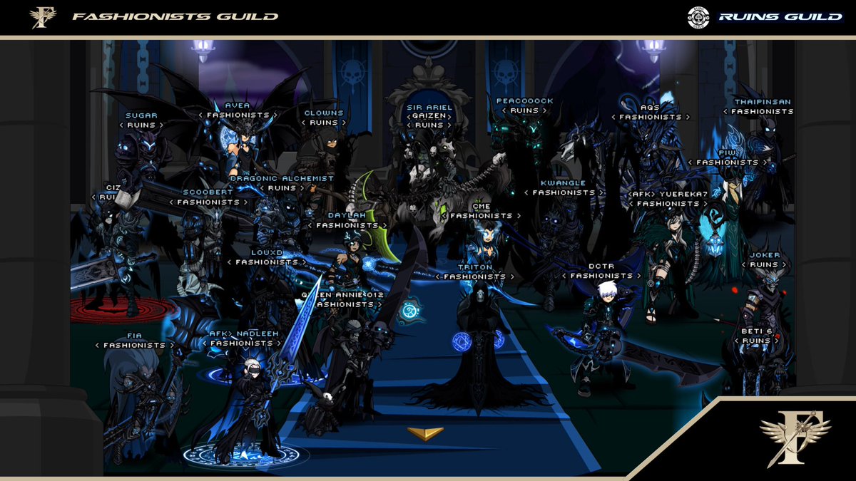 Shoutout to <a href="/RuinsAQW/">Ruins</a>  for the guild collaboration 🥂📣

Thank you to both staff &amp; member players for making the "Ruinists" vision come to life! 

#AQW #FashionistsGuild #RuinsGuild