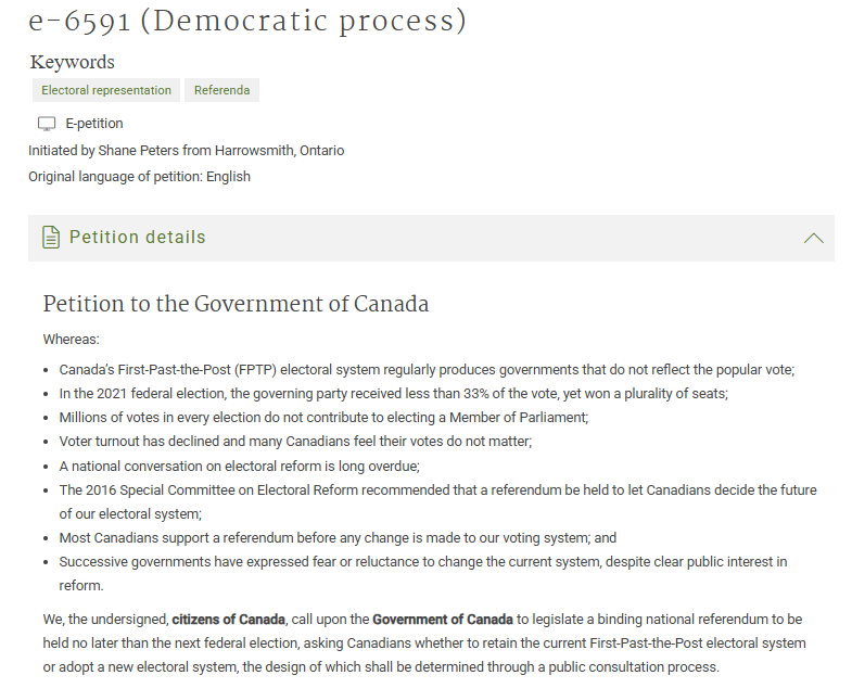 TriciaAFenmore's tweet image. 🍁Canadians, If you hate the #FirstPastThePost (FPTP) electoral system, please consider signing petition e-6591 to have different systems (like for example proportional representation) reviewed &amp;amp; a referendum held if we want the refined proposal. #CdnPoli
ourcommons.ca/petitions/en/P…