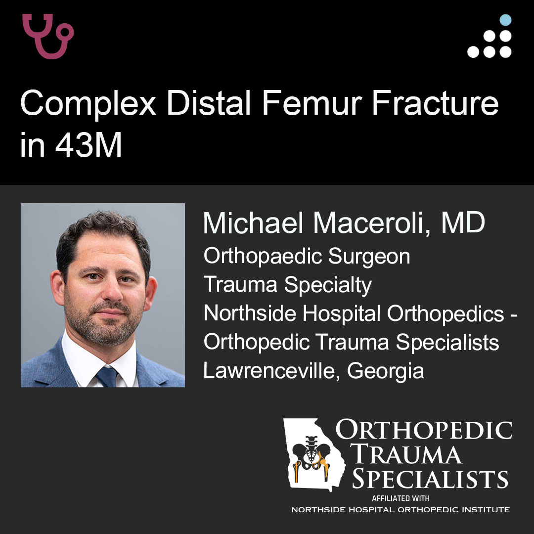 orthobullets's tweet image. Here is a new case by Dr. Michael Maceroli and @NorthsideHospital Orthopedics - Orthopedic Trauma Specialists.

OPEN DISTAL FEMUR FRACTURE IN 43M

How would you manage this #orthotwitter?

Vote on this case for CME: orthobullets.tiny.us/2p8d375k
