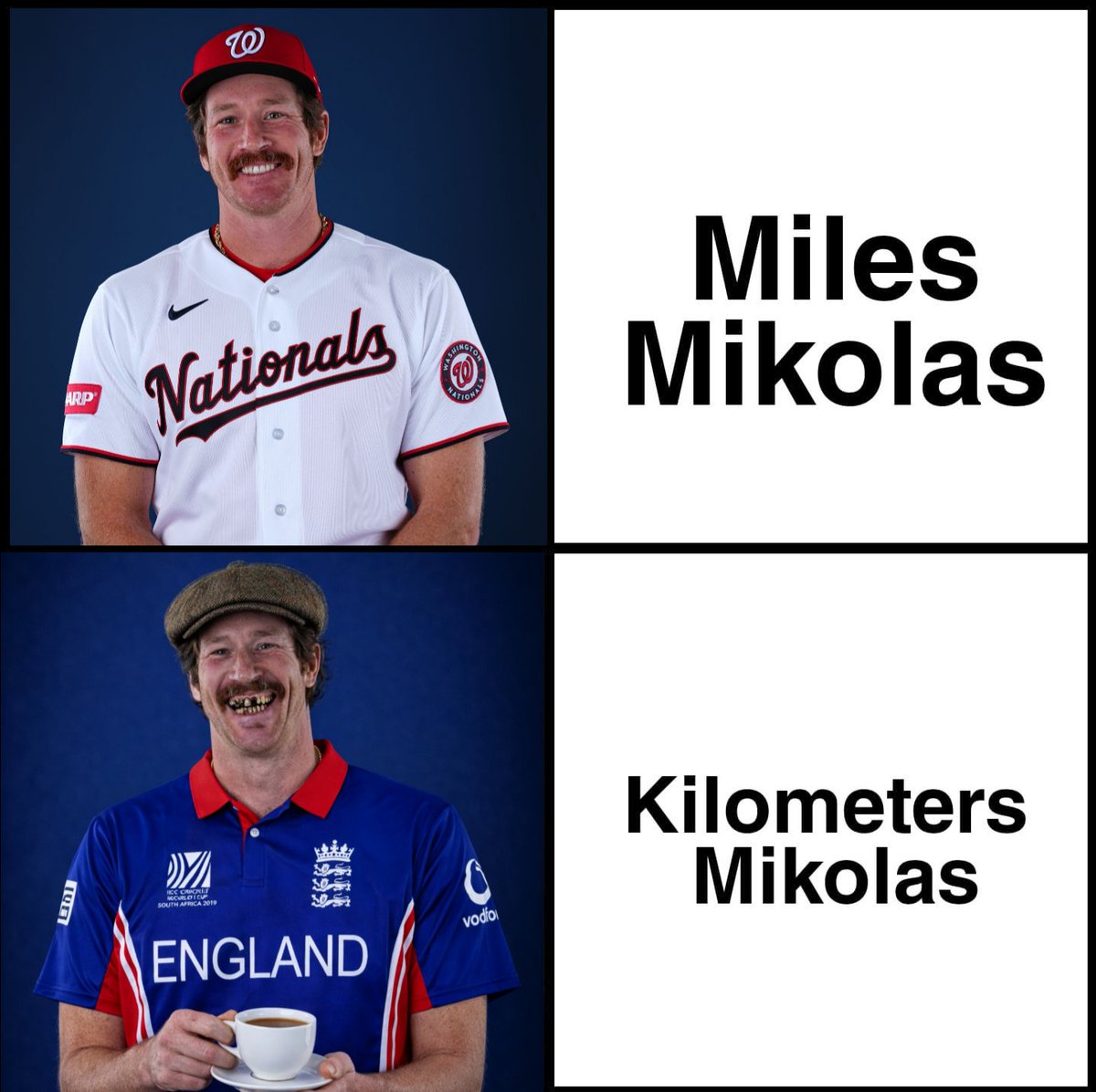 Cubbymemes's tweet image. Not many people know this, but Miles Mikolas has a cricket playing twin across the pond.