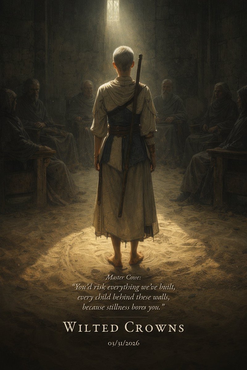 ◇─◇─◆

“You’d risk everything we’ve built, every child behind these walls, because stillness bores you.”

Wilted Crowns · Three days.

bloodandsteel.netlify.app

#writingcommunity #sff #dieselpunk