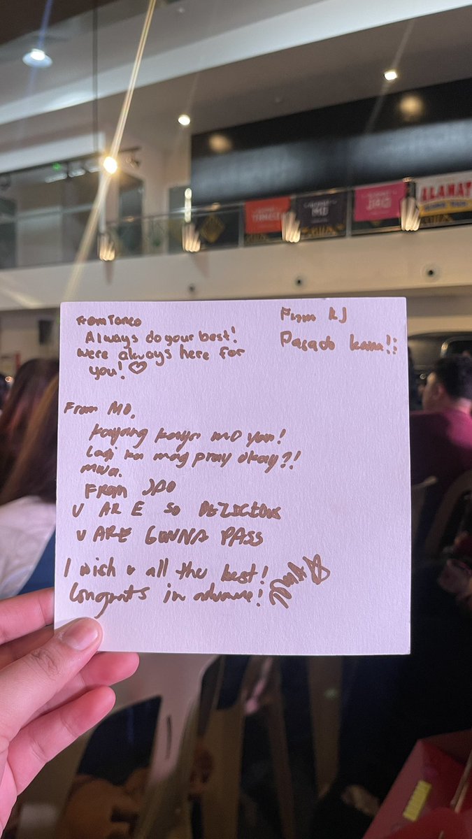 i asked alamat to write me messages for my upcoming nursing board exam on august, and ito ang sinulat nila. muntik na akong maiyak 🥹

isa kayo sa mga inspirasyon ko. salamat sa mga mensaheng magiging motibasyon ko sa aking pag-aaral 🫶🏼

#ALAMAT #DE5TINO #ALAMAT5thAnniversary