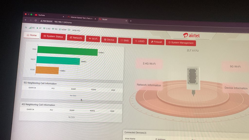 BinaryTech001's tweet photo. @AirtelNigeria tell me why Airtel ODU. Keep showing 3G network and disconnecting simultaneously 
I just subscribed yesterday but it’s been awful - I used my Airtel Mifi inside it and it works well but the eSIM is very bad 
Needs your attention 😢 https://t.co/oQqzcV3mCO