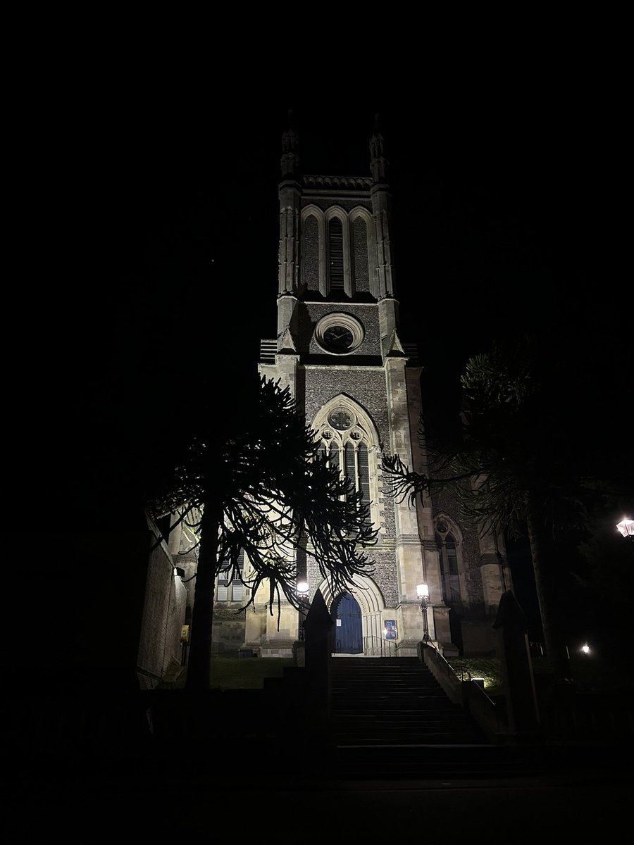 EngChurchPics's tweet photo. St Mary, Andover, Hampshire. Victorian Gothic, 1844-46 by architects AF Livesay and Sidney Smirke. It has two monkey puzzle trees which is un-yew-sual. https://t.co/OshHVM9PdW
