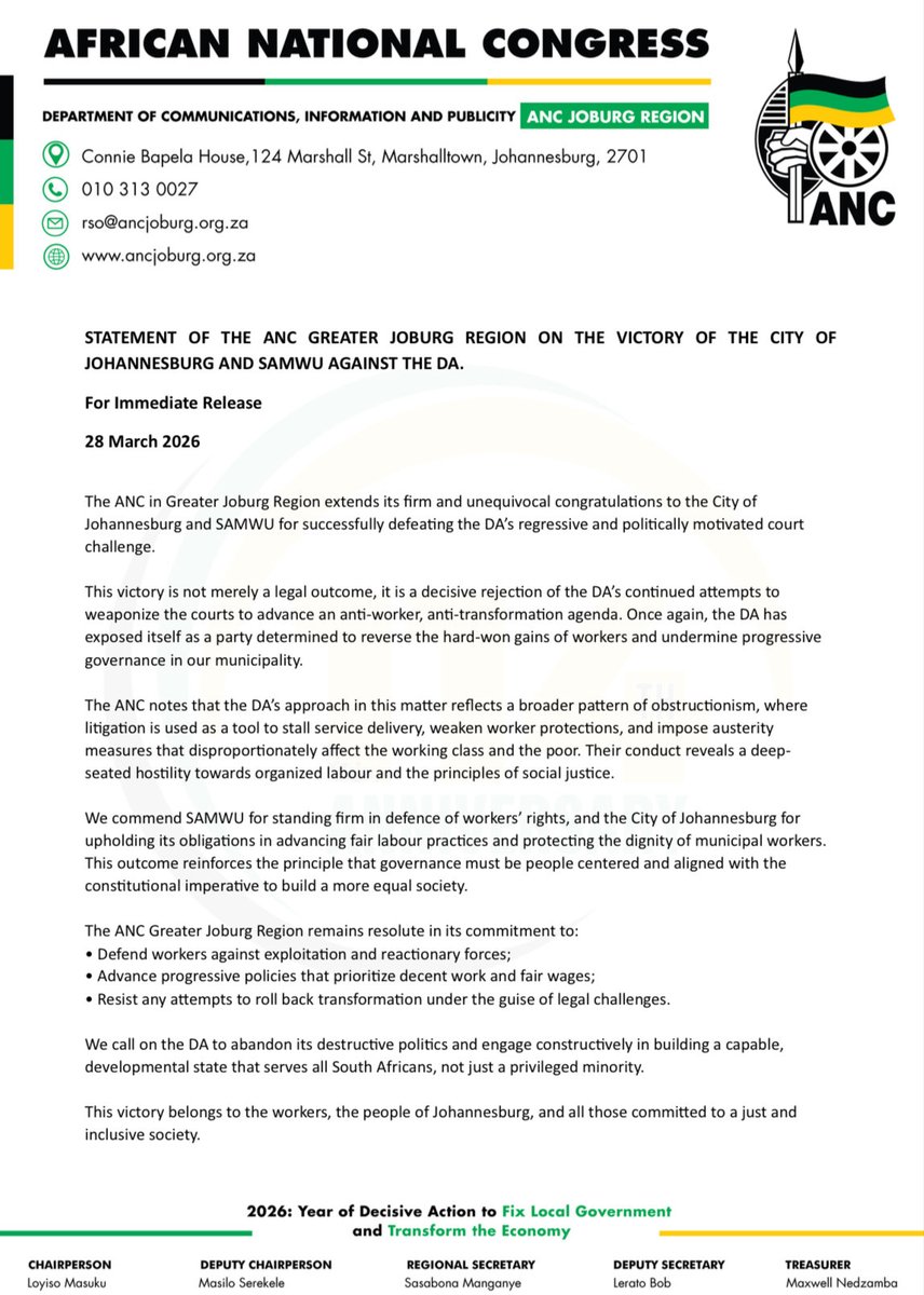 ANC Greater Joburg Region tweet media