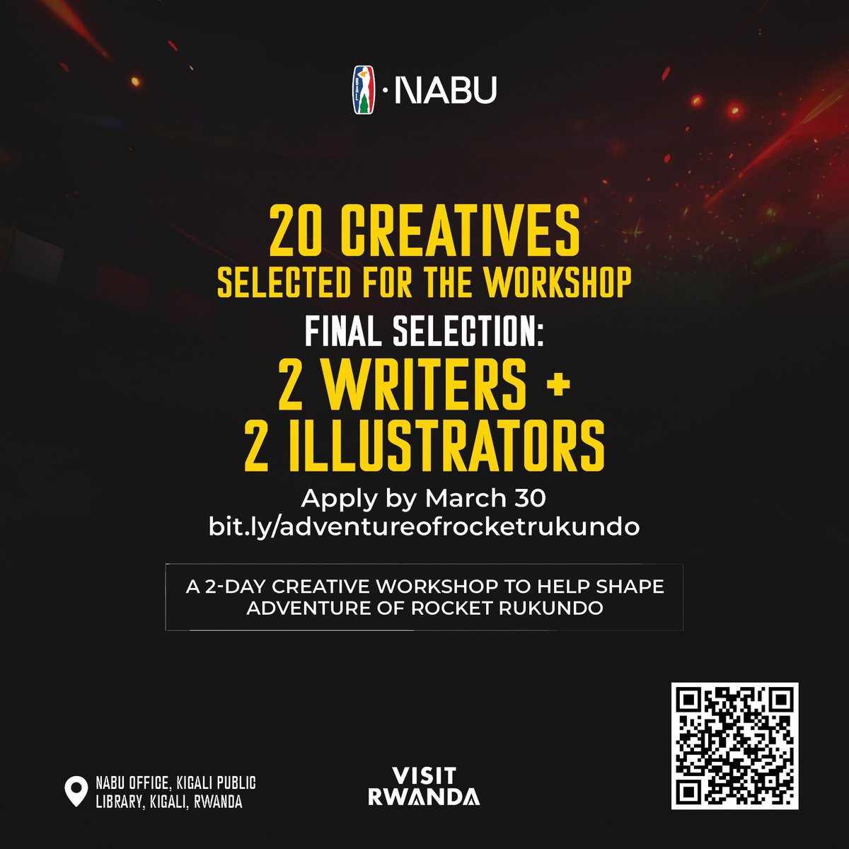 readwithnabu's tweet photo. From The Big &amp; Magical Basketball Games comes a new chapter, championed by @visitrwanda_now.

We are inviting young writers and illustrators in Rwanda (21 and under) to take part in a 2-day creative workshop exploring this story world.

Apply now: https://t.co/6PmhO9iYGR https://t.co/pvLazkNqM1