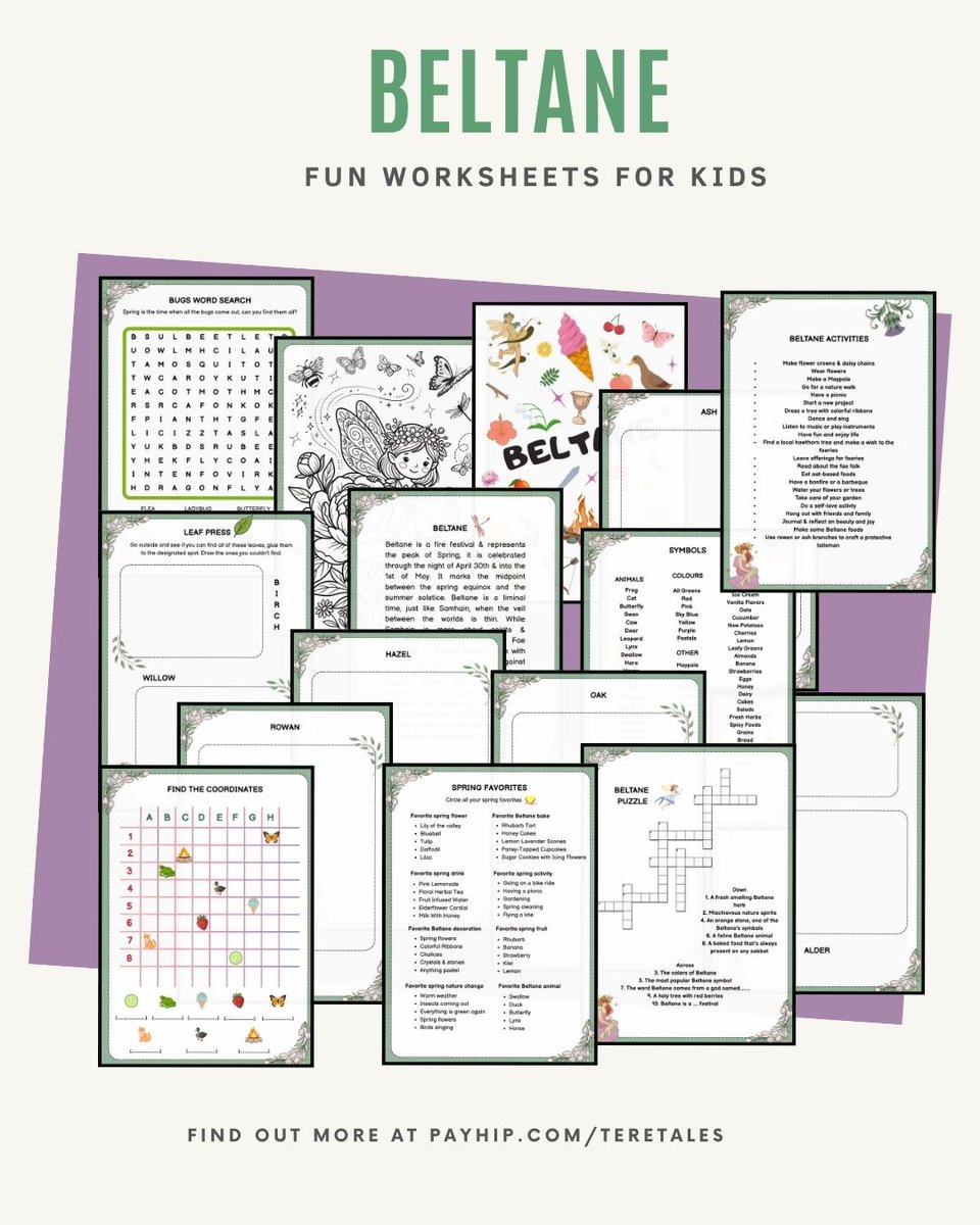 teretales's tweet image. For all the witchy and pagan moms ✨Help your kids to learn about Beltane in a fun and playful way with these worksheets 🦆

payhip.com/b/aAB0t

#beltane #beltanewithkids #paganmom #witchymom #wheeloftheyear #celebratebeltane