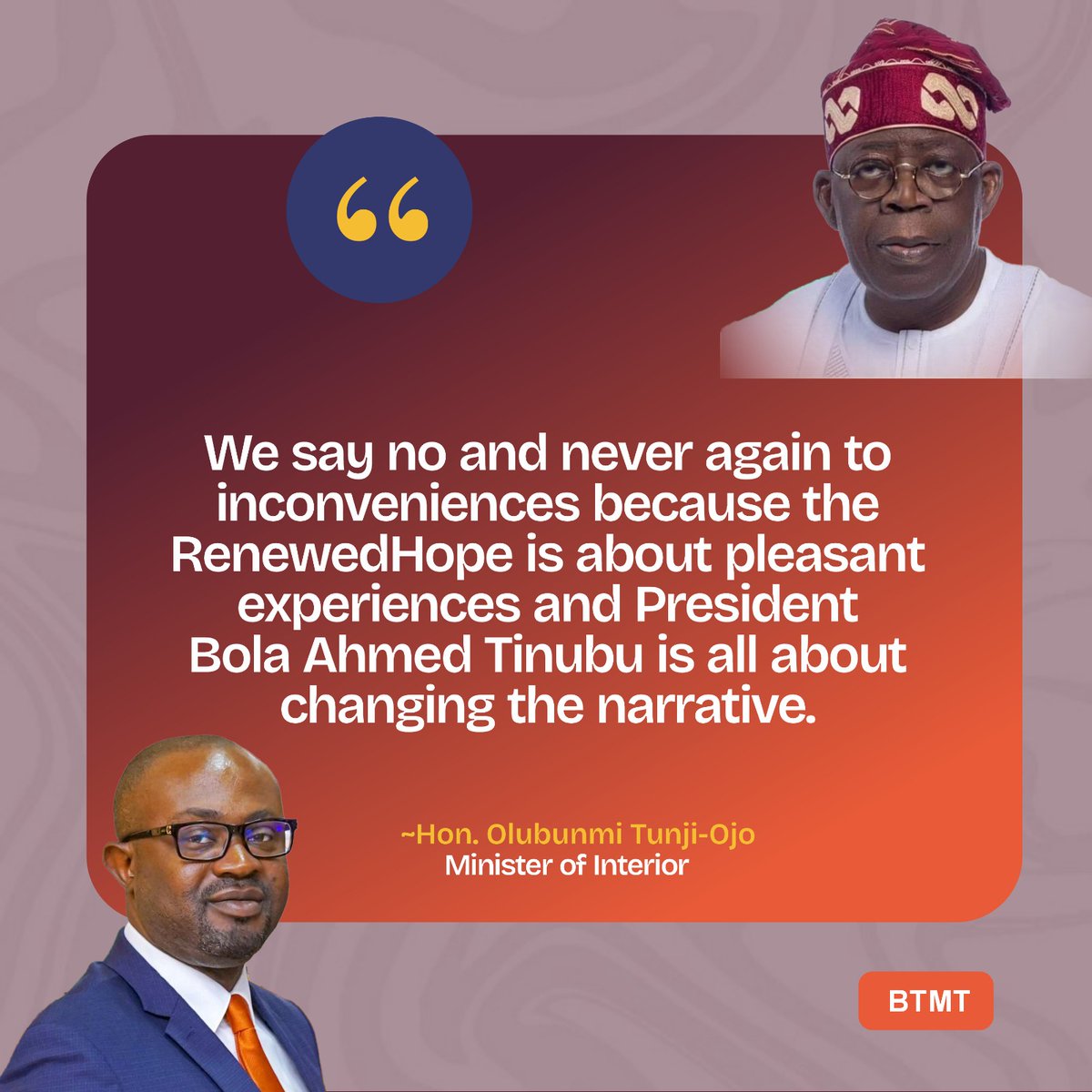 IsolaOkodoro's tweet photo. Let the #ReformsInMOI do the campaign for the #RenewedHope govt. Nigerians know the difference btwn performers & pretenders. Anyone who claims not to see Hon. Olubunmi Tunji-Ojo's reforms in the Interior Ministry & President Tinubu's reforms across the country is incurably blind. https://t.co/HURbS5nBCH