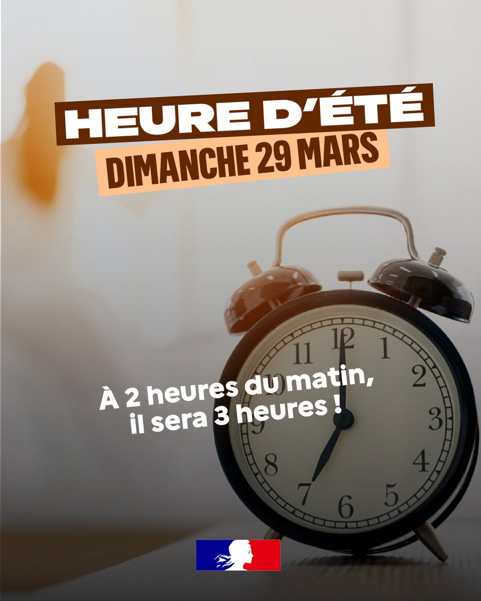 Image de Préfecture de la région Hauts-de-France et du Nord - #Information 

⏰ Ce week-end, c’est le passage à l’heure d’été.

Dans la nuit de samedi à dimanche, 