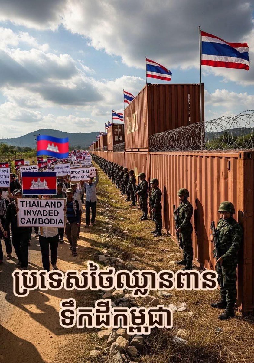 ChanthouUy's tweet photo. 🚨Thailand ថៃចូលឈ្លានពានកម្ពុជា🇰🇭Thailand invaded Cambodia 🇮🇩❤️🌎🇰🇭🇺🇳🇫🇷
#thailandinvadedcambodai https://t.co/M4fhcCdNdm