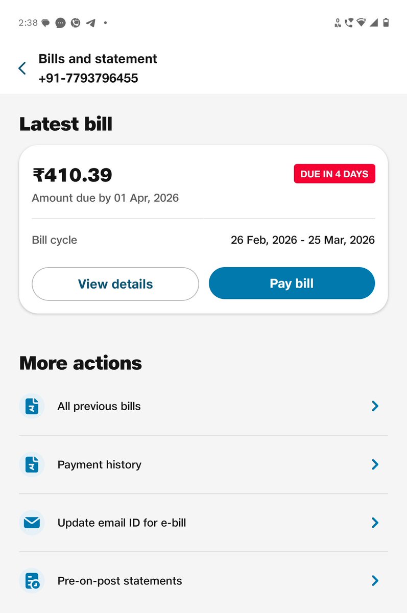 aakashkmalviya's tweet photo. I have not used my Jio Fiber service since December 2025 due to network unavailability; yet, a bill of ₹410 is still appearing on my account.
I had already made a final payment of ₹235 to clear my outstanding dues @JioCare @reliancejio @TRAI @jagograhakjago https://t.co/R1u39ybjqw