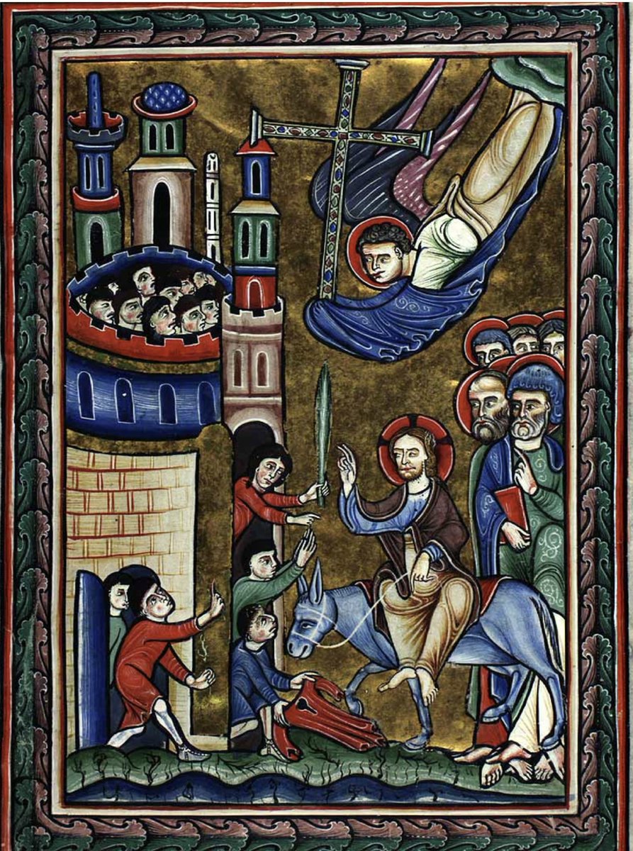 red_loeb's tweet photo. 29th March is Palm Sunday: the Entry into Jerusalem  #PalmSunday   
MS Thott 143 2º; 'The Copenhagen Psalter'; Det Kongelige Bibliotek; 12th century, f.13v https://t.co/xdxDUZtBkk